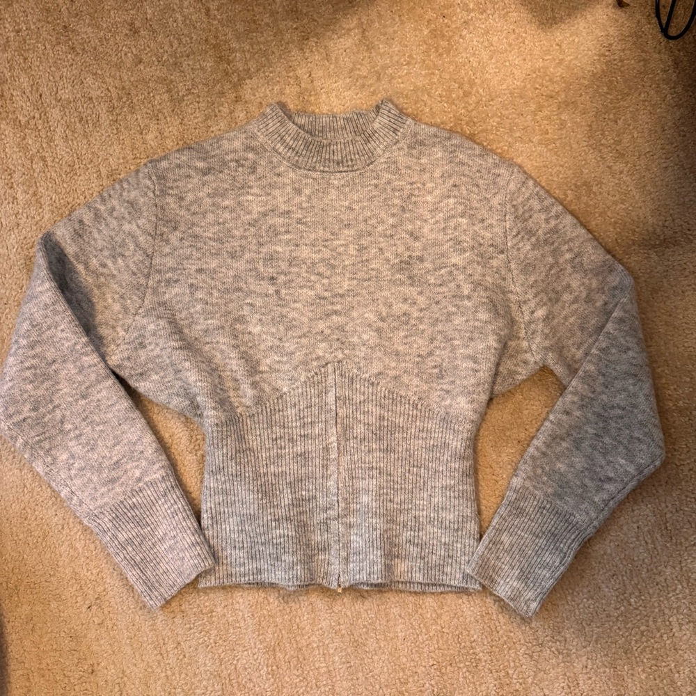 **SOLD** Grey half zip fuzzy cashmere-like sweater